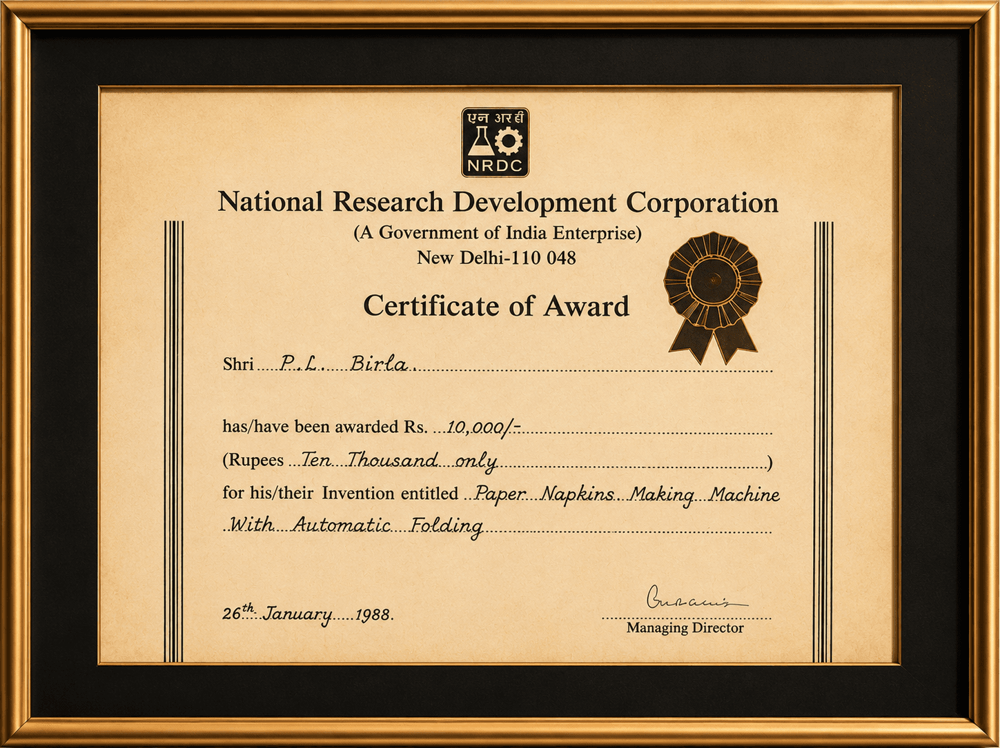 NRDC Invention Award, 1988
